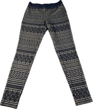 J McLaughlin Geometric Jacquard Knit Pull On Stretch Leggings Black Gold XS